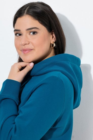 Ulla Popken Relaxed Fit Long Sleeve Hoodie Cerulean - Hettegensere og collegegensere - Myke gensere, hettegensere og strikk