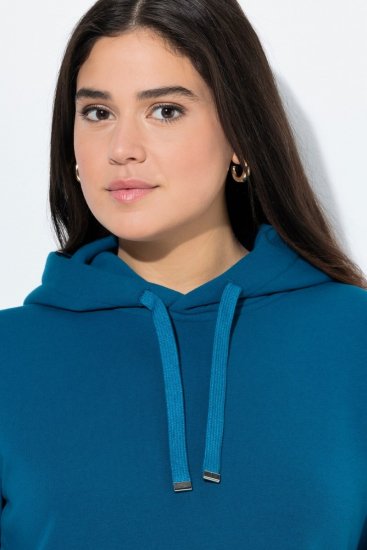 Ulla Popken Relaxed Fit Long Sleeve Hoodie Cerulean - Hettegensere og collegegensere - Myke gensere, hettegensere og strikk