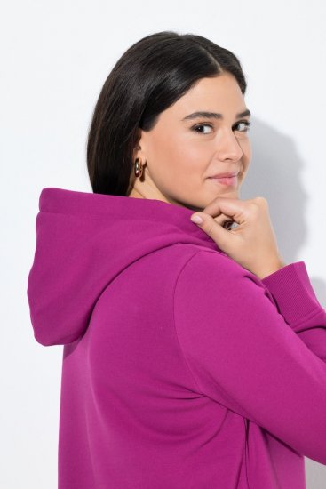Ulla Popken Relaxed Fit Long Sleeve Hoodie Berry - Hettegensere og collegegensere - Myke gensere, hettegensere og strikk