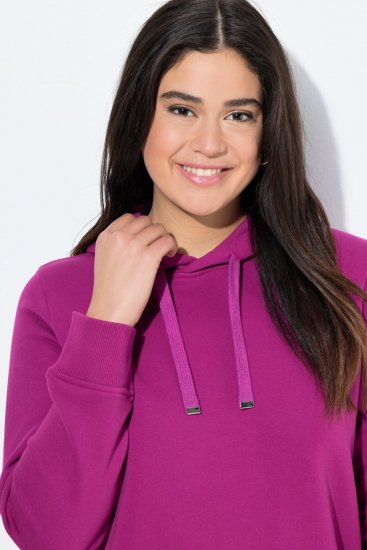 Ulla Popken Relaxed Fit Long Sleeve Hoodie Berry - Hettegensere og collegegensere - Myke gensere, hettegensere og strikk