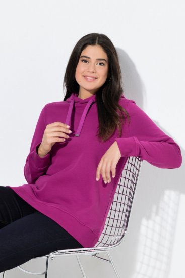 Ulla Popken Relaxed Fit Long Sleeve Hoodie Berry - Hettegensere og collegegensere - Myke gensere, hettegensere og strikk