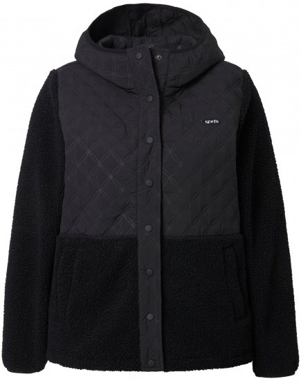 Ulla Popken Mixed Texture Hoodie Black - Hettegensere og collegegensere - 