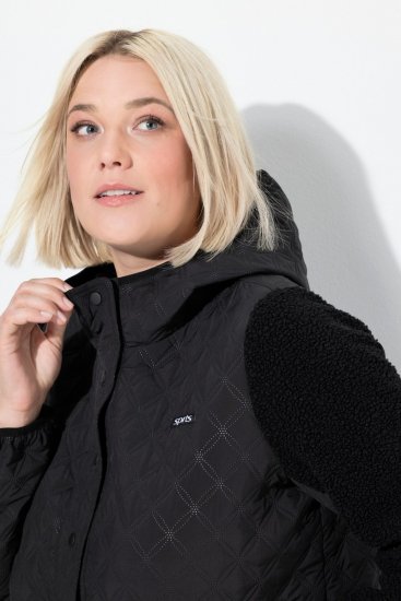 Ulla Popken Mixed Texture Hoodie Black - Hettegensere og collegegensere - Myke gensere, hettegensere og strikk