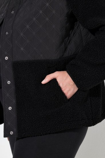 Ulla Popken Mixed Texture Hoodie Black - Hettegensere og collegegensere - Myke gensere, hettegensere og strikk
