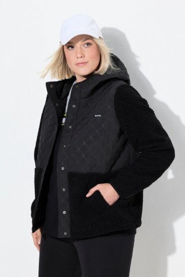 Ulla Popken Mixed Texture Hoodie Black - Hettegensere og collegegensere - Myke gensere, hettegensere og strikk