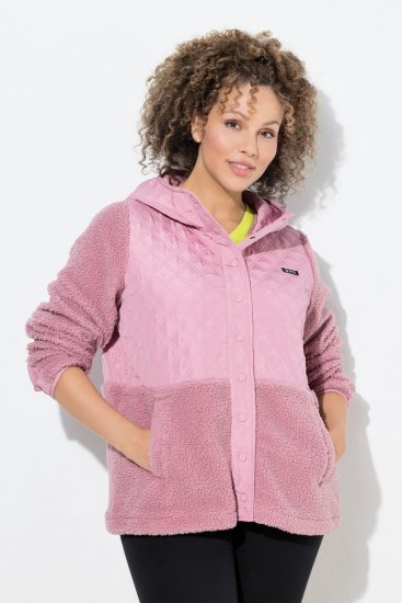 Ulla Popken Mixed Texture Hoodie Wildberry - Hettegensere og collegegensere - Myke gensere, hettegensere og strikk