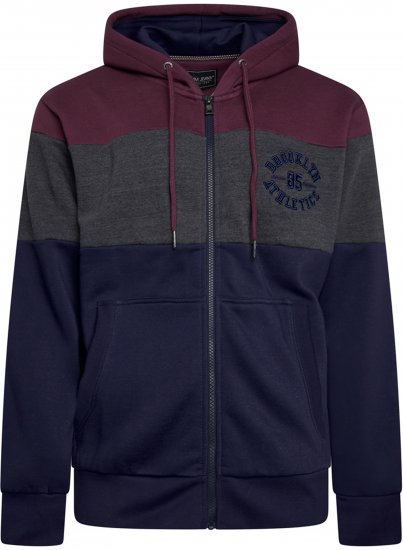 Kam Jeans 7083 Zip Thru Cut & Saw Brooklyn Hoodie Fig - Gensere og hettegensere - Store hettegensere - 2XL-14XL