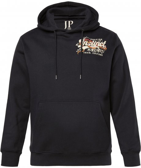 JP1880 Hoodie Breast Print Instinct Black - Gensere og hettegensere - Store hettegensere - 2XL-14XL