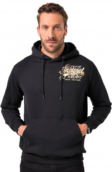 JP1880 Hoodie Breast Print Instinct Black - Gensere og hettegensere - Store hettegensere - 2XL-14XL