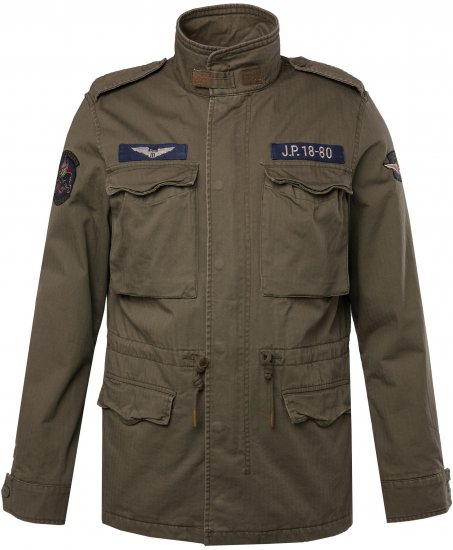 JP1880 Field Jacket with Badges Vintage Look TALL Moss Green - TALL jakker - 