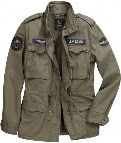 JP1880 Field Jacket with Badges Vintage Look TALL Moss Green - TALL jakker - 