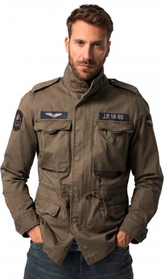 JP1880 Field Jacket with Badges Vintage Look TALL Moss Green - TALL jakker - 