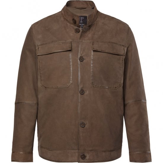 JP1880 Leather Jacket Lambskin Suede Brown - Jakker - Store jakker - 2XL-12XL