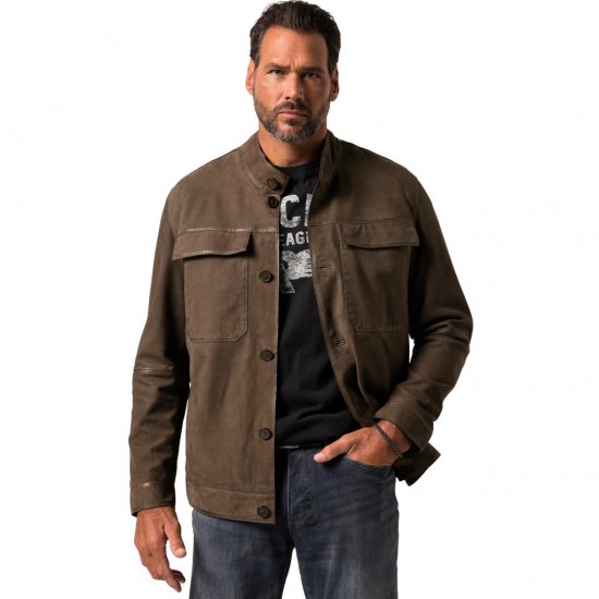 JP1880 Leather Jacket Lambskin Suede Brown - Jakker - Store jakker - 2XL-12XL