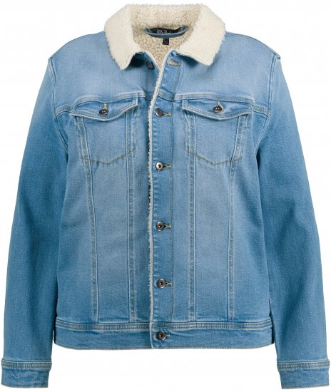 Ulla Popken Teddy Fleece Lined Denim Jacket Blue Denim - Jakker - 