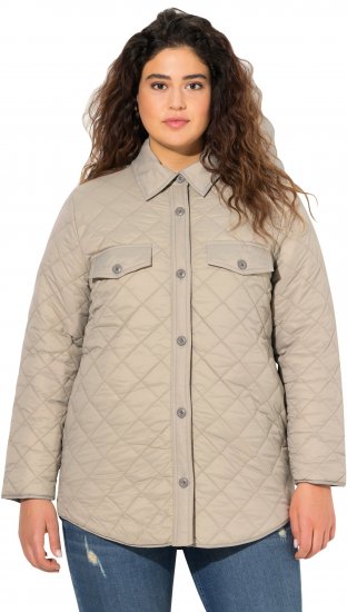 Ulla Popken Quilted Water Repellent Shirt Jacket Medium Grey - Jakker - 