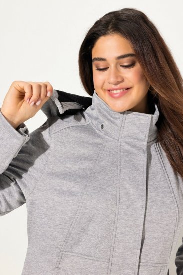 Ulla Popken HYPRAR Melange Softshell Jacket Grey Melange - Jakker - Damejakker i store størrelser