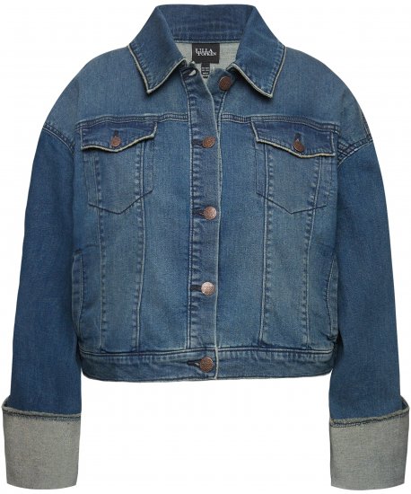 Ulla Popken Wide Cuff Denim Jacket Blue Denim - Jakker - 