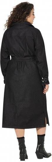 Ulla Popken Denim Acid Wash Trench Coat Black - Jakker - 