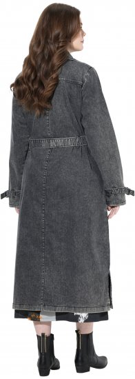 Ulla Popken Denim Acid Wash Trench Coat Grey Denim - Jakker - 