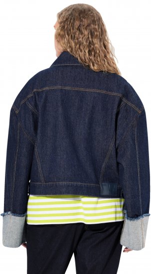 Ulla Popken Stretch Fit Cropped Denim Jacket Rinsed Wash - Jakker - 