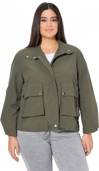 Ulla Popken Cargo Style Elastic Hem Jacket Olive Grey - Jakker - 