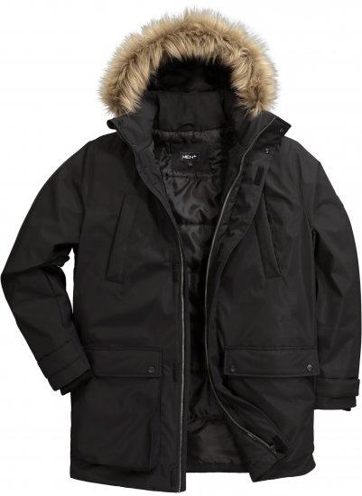 Men Plus Parka With Fur Hood Black - Jakker - Store jakker - 2XL-12XL
