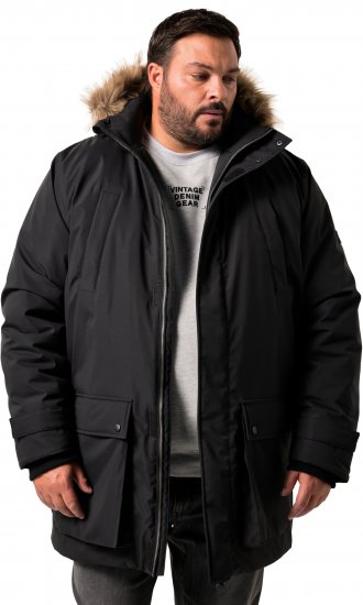 Men Plus Parka With Fur Hood Black - Jakker - Store jakker - 2XL-12XL