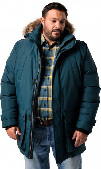 Men Plus Parka With Fur Hood Dark Green - Jakker - Store jakker - 2XL-12XL