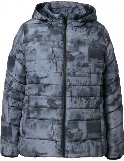 Ulla Popken HYPRAR Quilted Abstract Print Jacket Black - Jakker - 