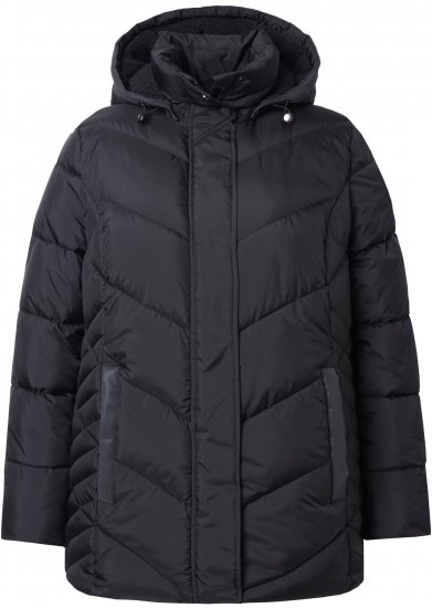 Ulla Popken HYPRAR Reflective Detail Quilted Jacket Black - Jakker - 