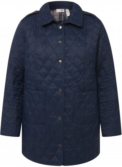 Ulla Popken Quilted Jacket with Plaid Lining Navy - Jakker - 