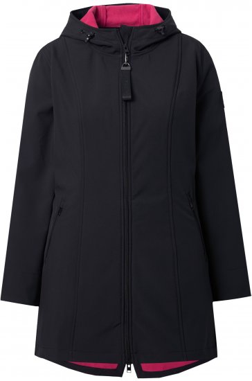 Ulla Popken Hyprar Soft Shell Water Repellent Hooded Jacket Black - Jakker - 