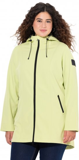 Ulla Popken Hyprar Soft Shell Water Repellent Hooded Jacket Lime Green - Jakker - 