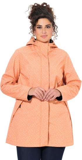Ulla Popken Raindrop Print Longline Waterproof Jacket Mandarin - Jakker - 