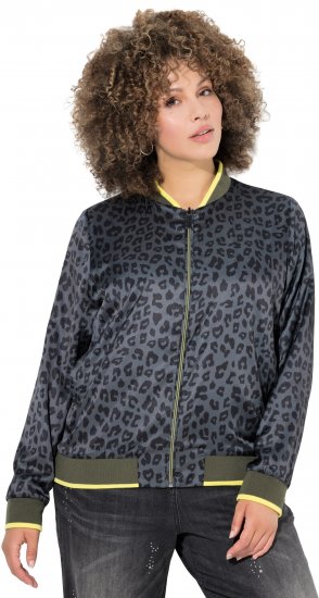 Ulla Popken Reversible Leopard Print College Collar Jacket Olive Grey - Jakker - 