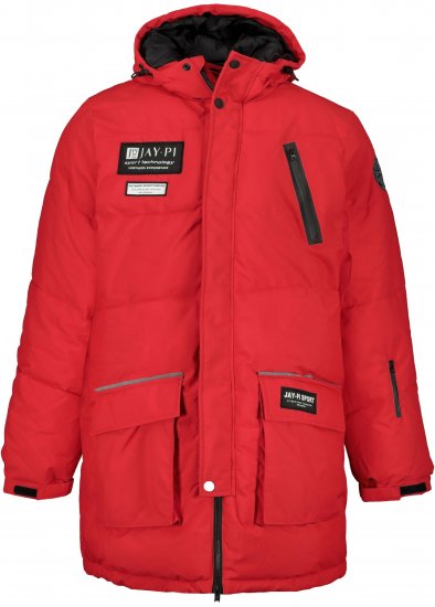 JAY-PI Warm Quilted Parka Dual Function Windproof and Water Repellent Red - Jakker - Store jakker - 2XL-12XL