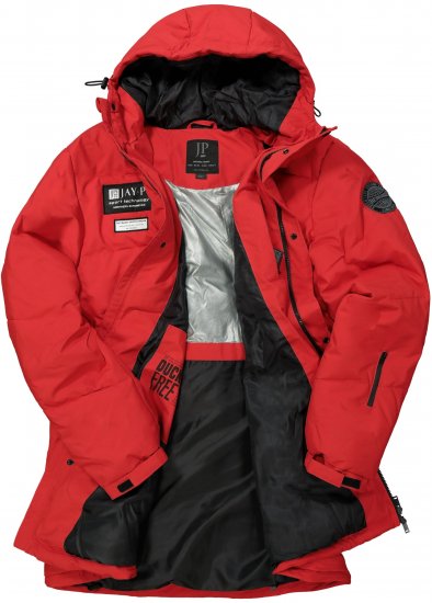 JAY-PI Warm Quilted Parka Dual Function Windproof and Water Repellent Red - Jakker - Store jakker - 2XL-12XL