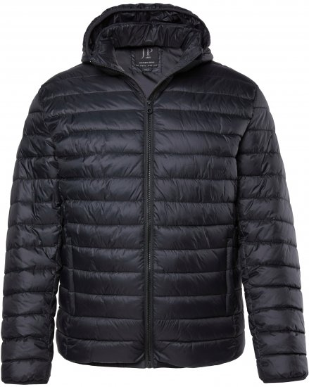 JAY-PI Lightly Quilted Jacket with a Hoodie Black - Jakker - Store jakker - 2XL-12XL