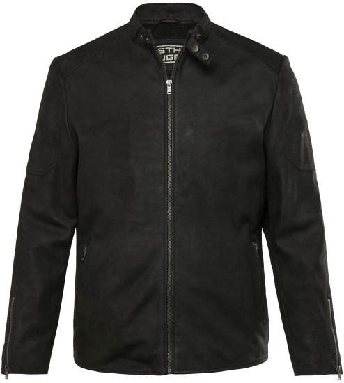 STHUGE Leather Biker Jacket Lamb Nappa Leather Black - Jakker - Store jakker - 2XL-12XL