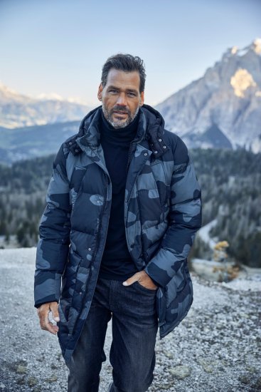 JP1880 Quilted Parka with Camouflage Drawstring Waist Black - Jakker - Store jakker - 2XL-12XL