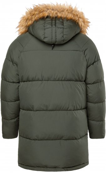 JP1880 Quilted Parka Lightweight and Warm with Faux Fur Hood Dark Green - Jakker - Store jakker - 2XL-12XL