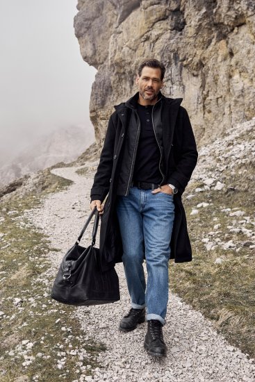 JP1880 Water-repellent Functional Coat with Wool Look Black - Jakker - Store jakker - 2XL-12XL