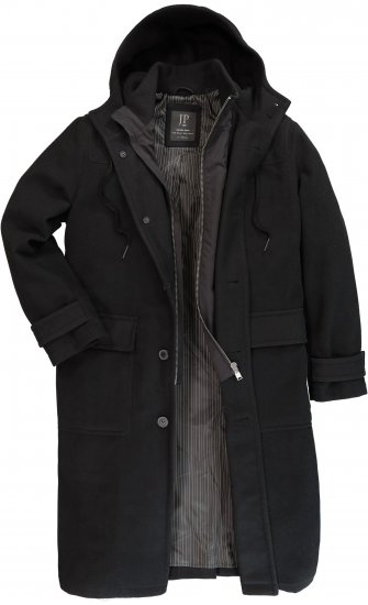 JP1880 Water-repellent Functional Coat with Wool Look Black - Jakker - Store jakker - 2XL-12XL