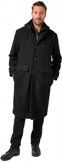 JP1880 Water-repellent Functional Coat with Wool Look Black - Jakker - Store jakker - 2XL-12XL