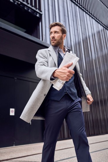 JP1880 Wool Blend Coat with Nylon Insert Grey - Jakker - Store jakker - 2XL-12XL