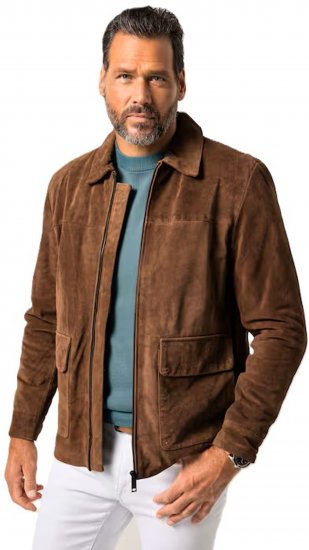 JP1880 Leather Jacket Genuine Cowhide Brown - Jakker - Store jakker - 2XL-12XL