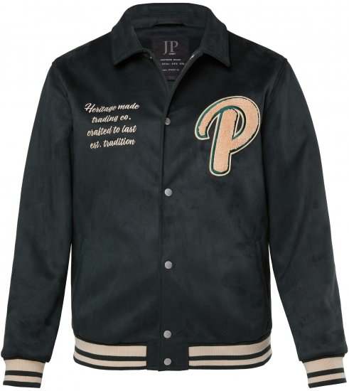 JP1880 Blouson Velour with Chest Embroidery Dark Green - Jakker - Store jakker - 2XL-12XL