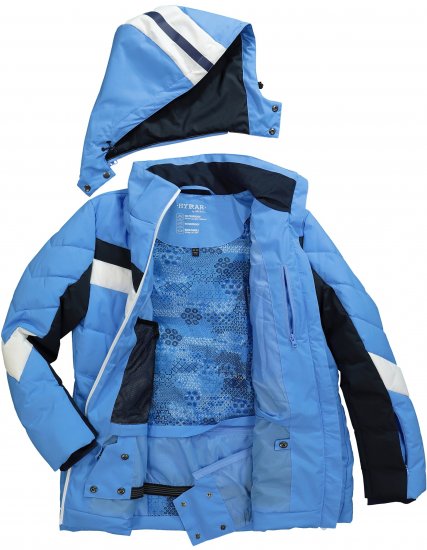 Ulla Popken HYPRAR Chevron Stripe Triple Function Quilted Fully Lined Ski Jacket Pastel Petrol - Jakker - 