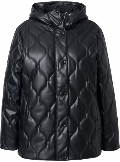 Ulla Popken Faux Leather Quilted Jacket Black - Jakker - 